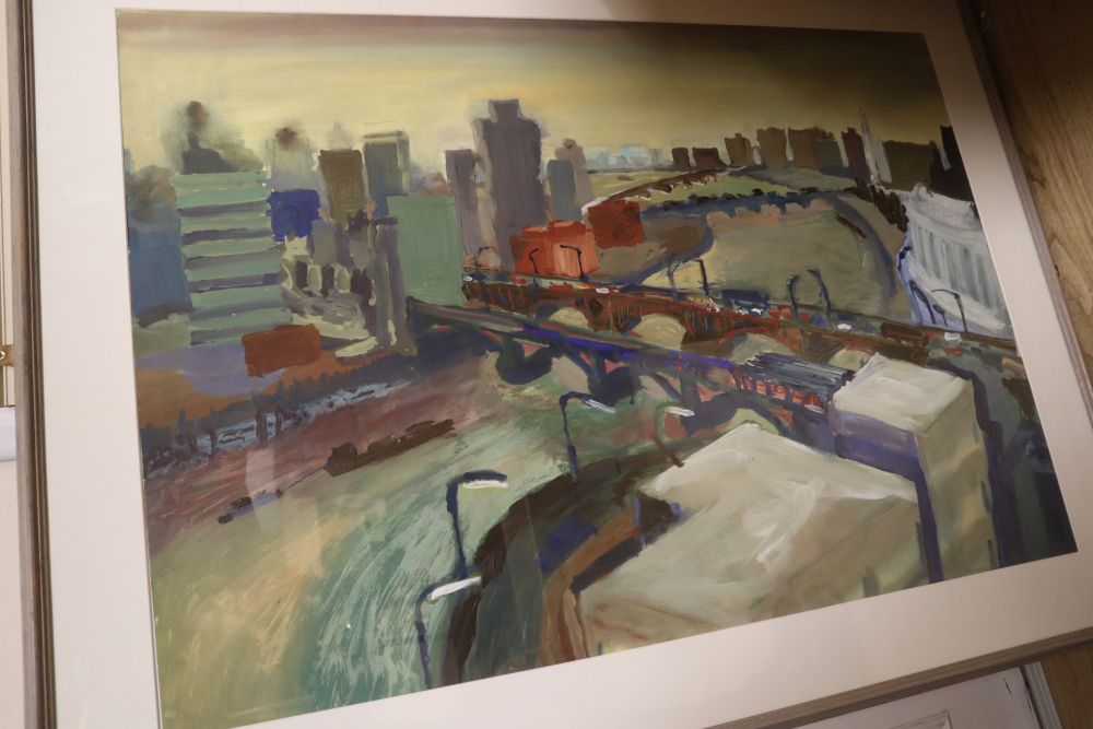 Geoff Machin, limited edition abstract print, 59 x 59cm, Bernard Chase, limited edition print of Radley College 1964, 55 x 73cm, a limi